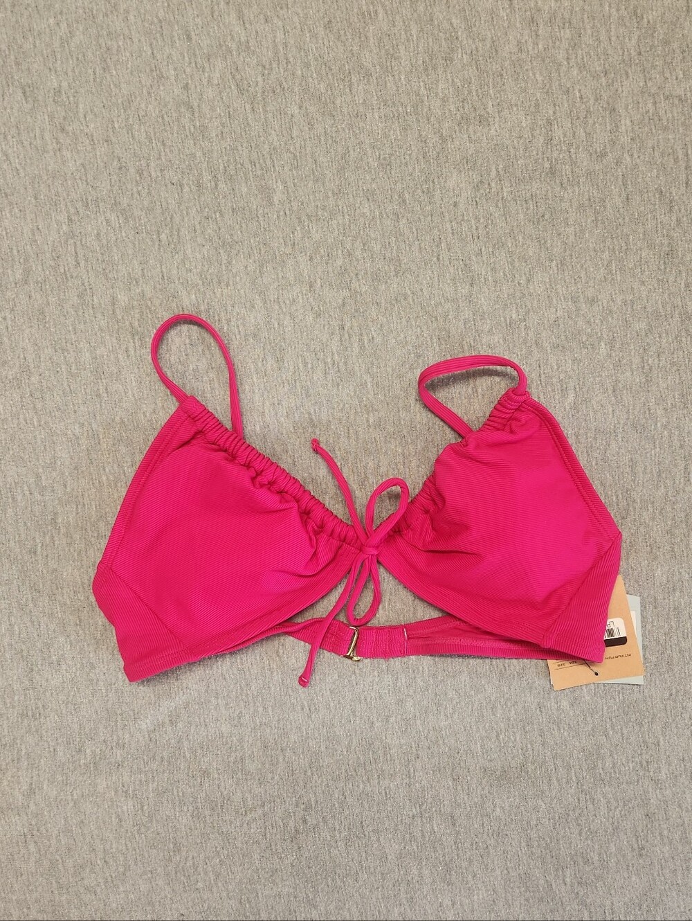 Shade & Shore Women’s Ribbed Tie‑Front Bralette Bikini Top – Pink (Size M)